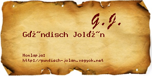 Gündisch Jolán névjegykártya